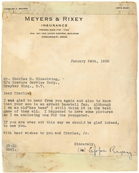 Eppa Rixey Signed Typed 1-Page Letter Dated 1/24/1938 (JSA)